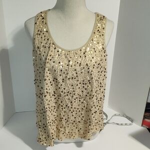 Beige sparkle tank top American Rag Womens Gold Glitter Sequin Sparkle Size 0X